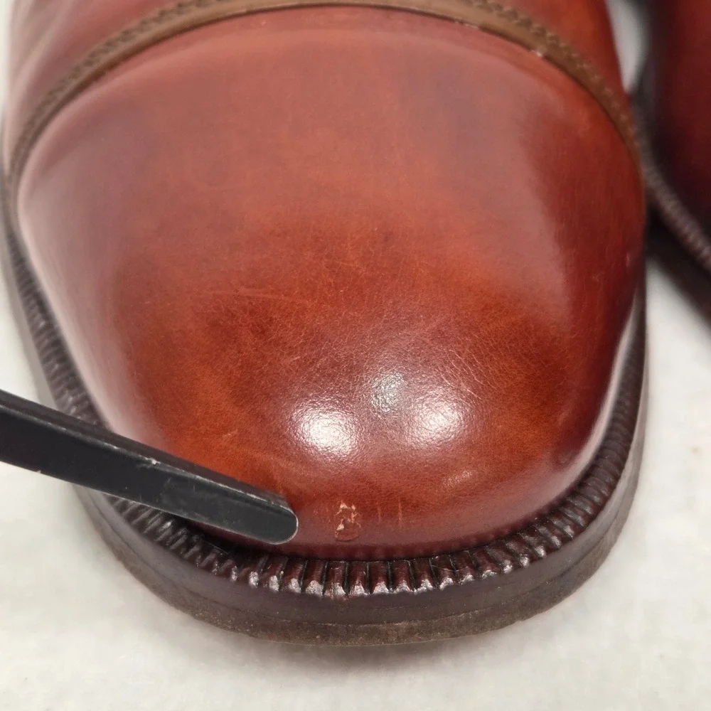 Vtg Bally Monk Strap Shoes Mens 44 Brown Two Tone Leather Cap‎ Toe Made in Italy